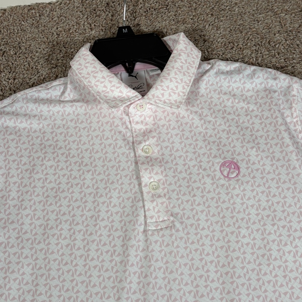 Puma Golf Arnold Palmer Mens Pink Umbrella Print Polo Shirt 537485-02 Size M